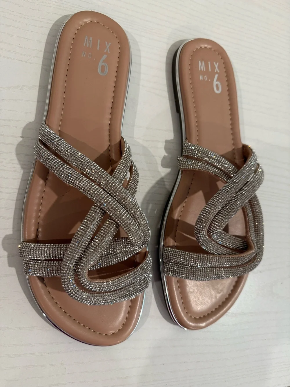 Mix No. 6 Silver Crystal Braided Slide Sandals